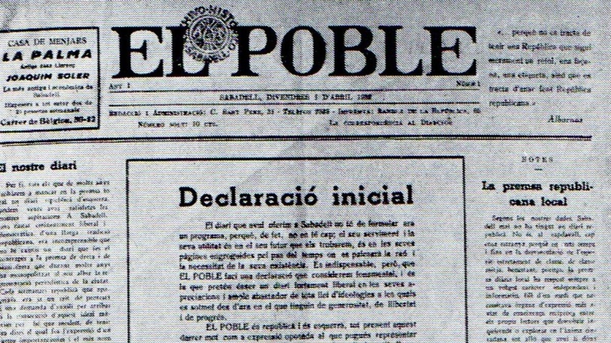 Portada de 'El Poble', diari republicà.