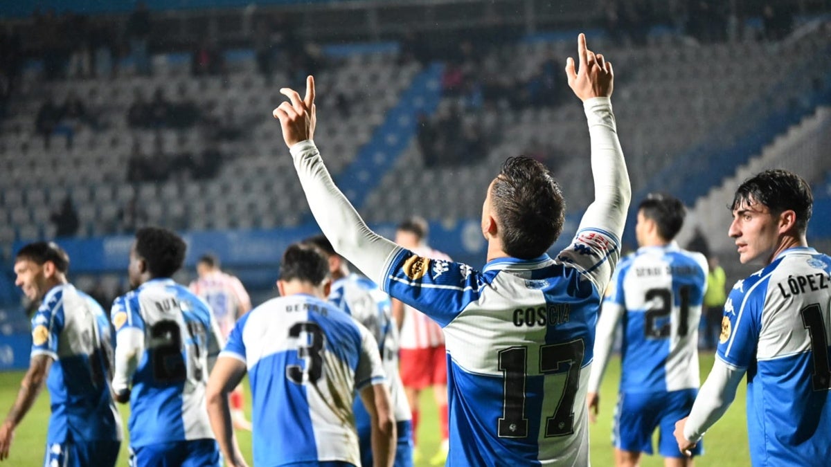 Coscia, celebrant el seu gol contra l'Atlético Madrileño. Autor: Críspulo Díaz