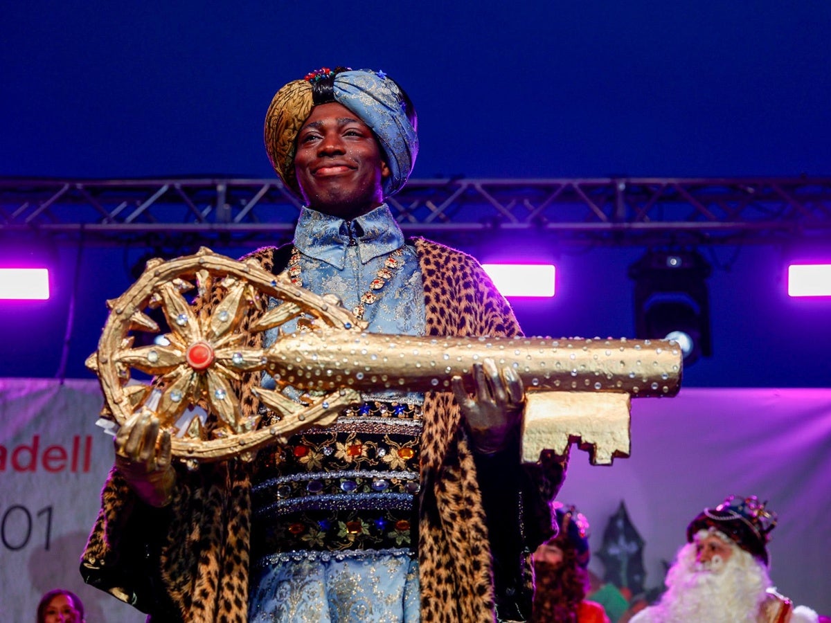 El rei Baltasar, aquest dilluns, rebent la clau de la ciutat. Autora: Dihor. 