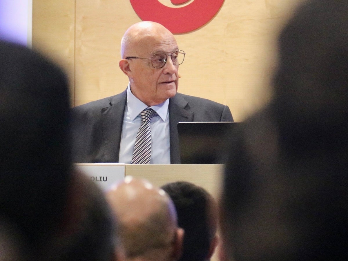 El president del Banc Sabadell, Josep Oliu, a la Cambra de Comerç. Autor: ACN.