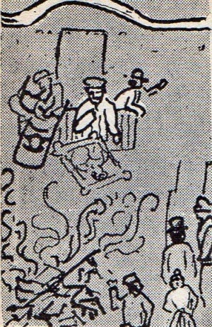 Assalt a l'Ajuntament a l'esclat de la Revolució Gloriosa. Dibuix a la ploma de Marian Burguès.