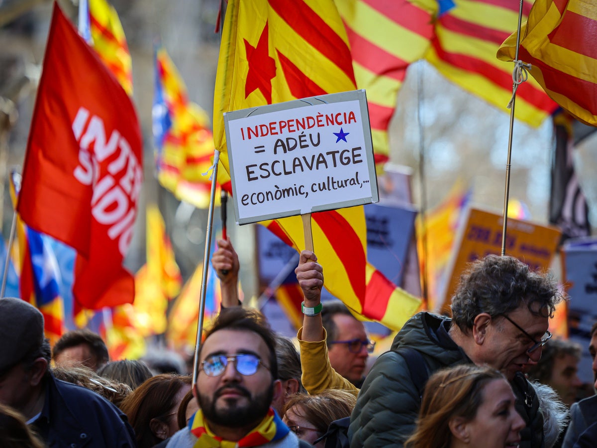 Manifestació independentista amb motiu del caos a Rodalies, aquest dissabte a Barcelona. Autor: ACN.