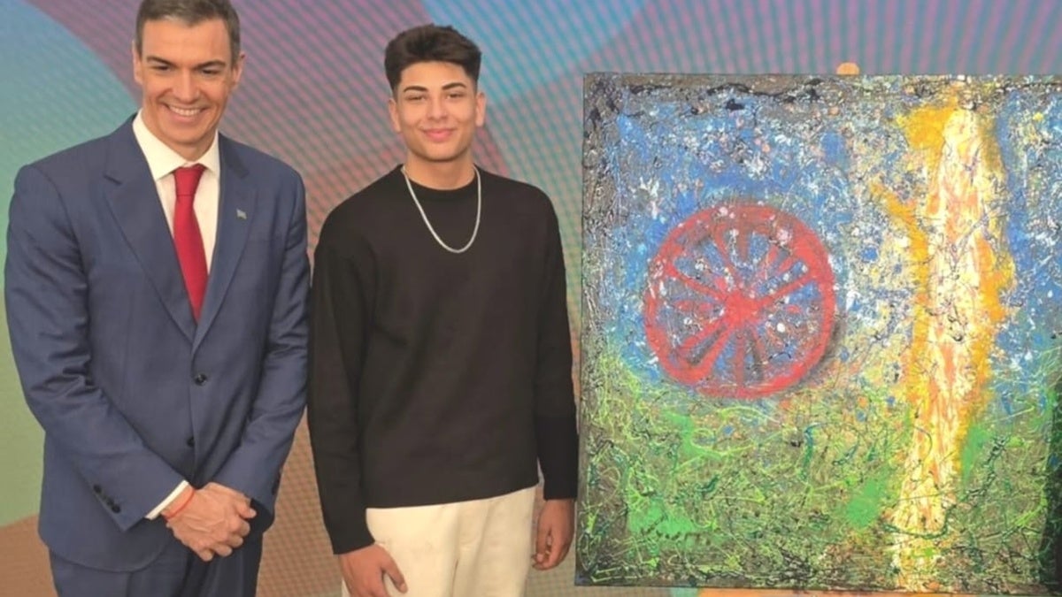 Juanito, amb el president del govern, a l'acte. Instagram @juanitoarte