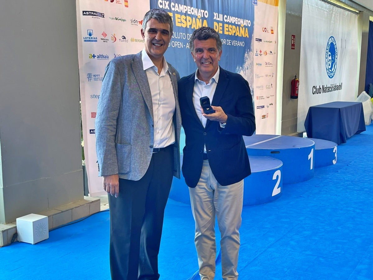 El president del CN Sabadell, Claudi Martí, i Enric Bertran, en una imatge de l'any 2022. Autor: FCN. 