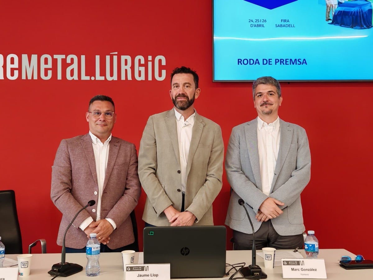 Roda de premsa de presentació de la Fira d'Ocasió. Piera (Gremi), Llop (president del Gremi) i González (Yomovo). Autor: Albert P.