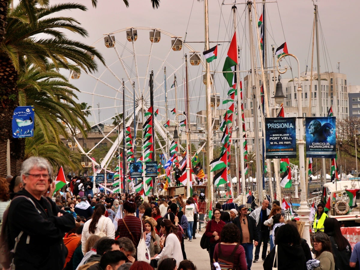 Acte de sortida de la Flotilla cap a Gaza, fa unes setmanes, al Moll de la Fusta de Barcelona. Autor: ACN.
