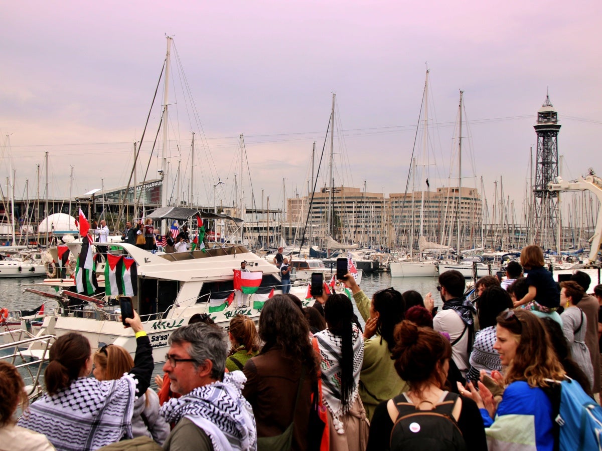 Acte de sortida de la Flotilla cap a Gaza, fa unes setmanes, al Moll de la Fusta de Barcelona. Autor: ACN. 
