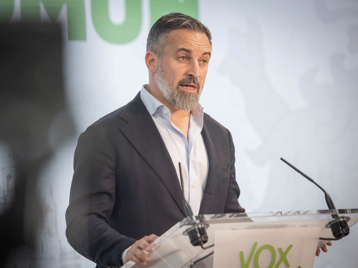 El líder de Vox, Santiago Abascal, en una compareixença. Autor: Vox via ACN