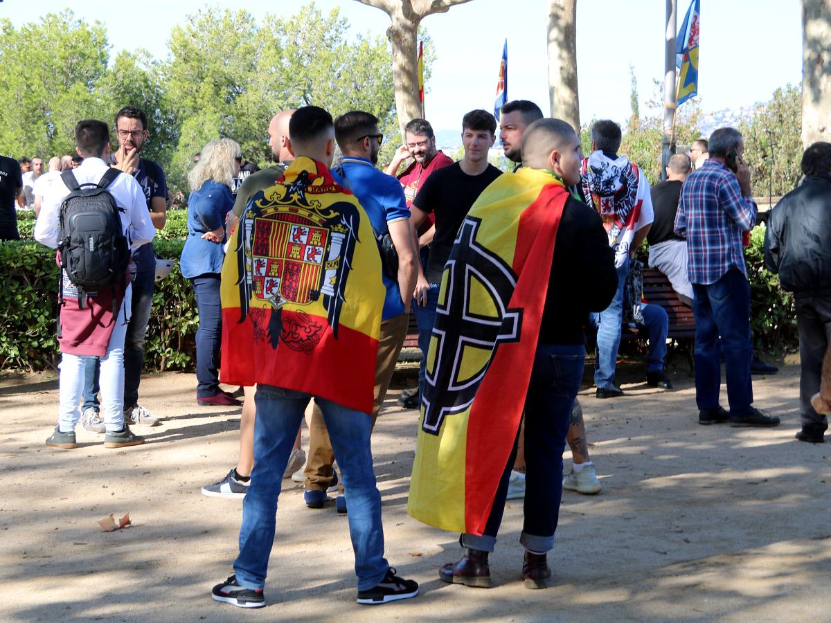 Manifestants d'ultradreta en una concentració a Montjuïc. Autor: ACN.