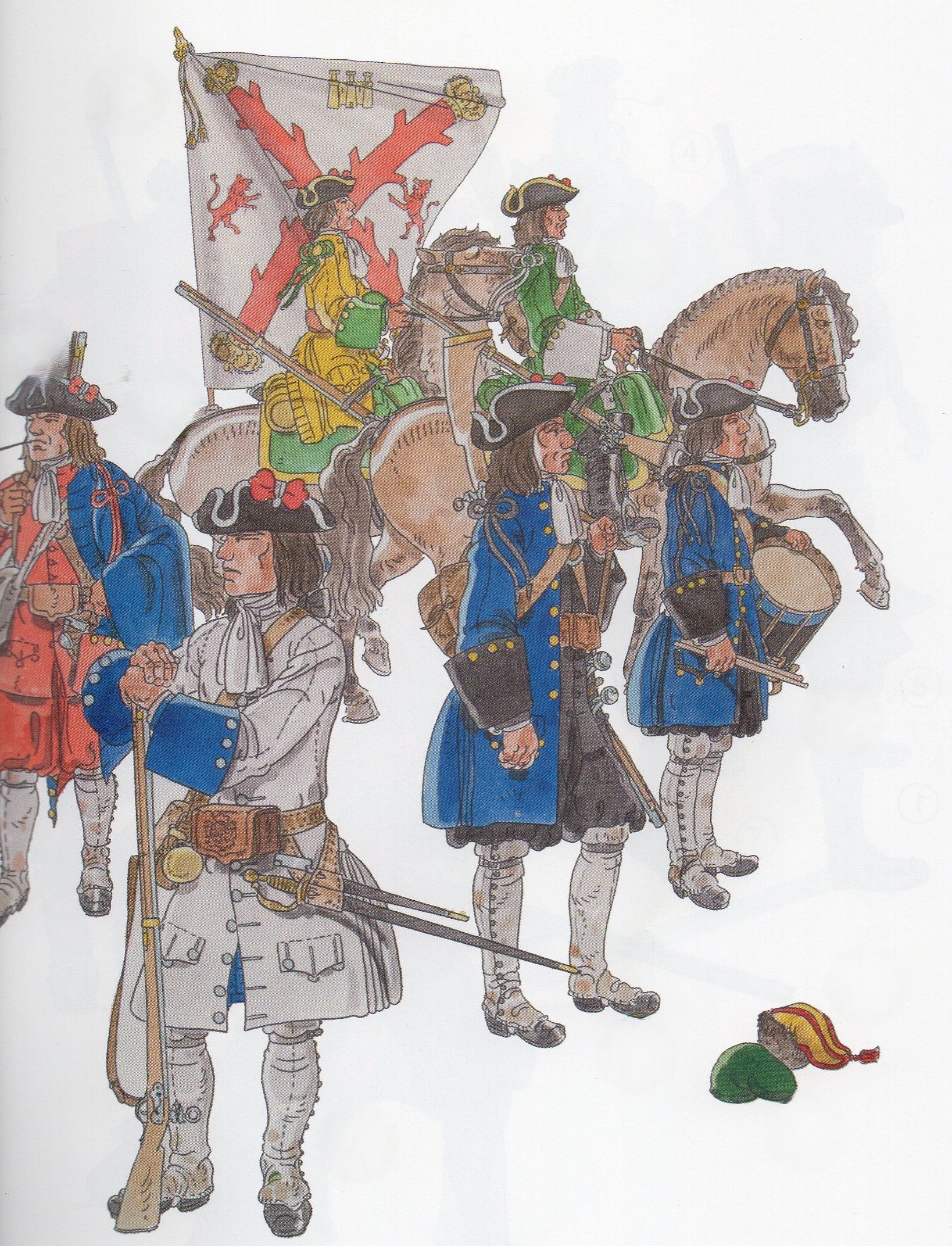 Tropes borbòniques amb dos dragons a cavall al fons (1720)