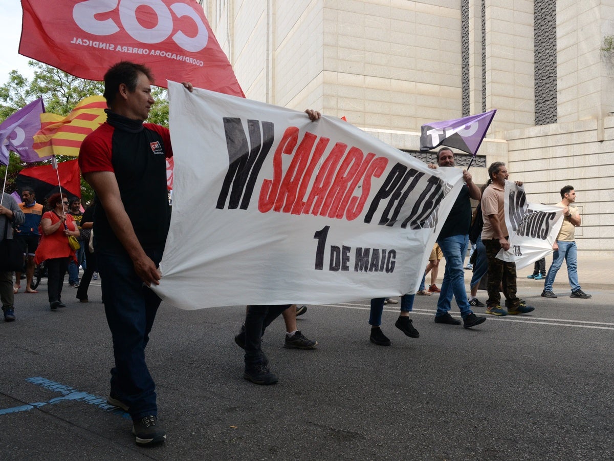 Manifestació del Primer de maig, aquest divendres. Autor: J.d.A.