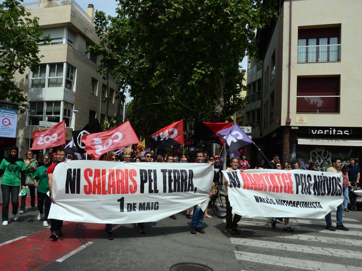 Manifestació del Primer de maig, aquest divendres. Autor: J.d.A.