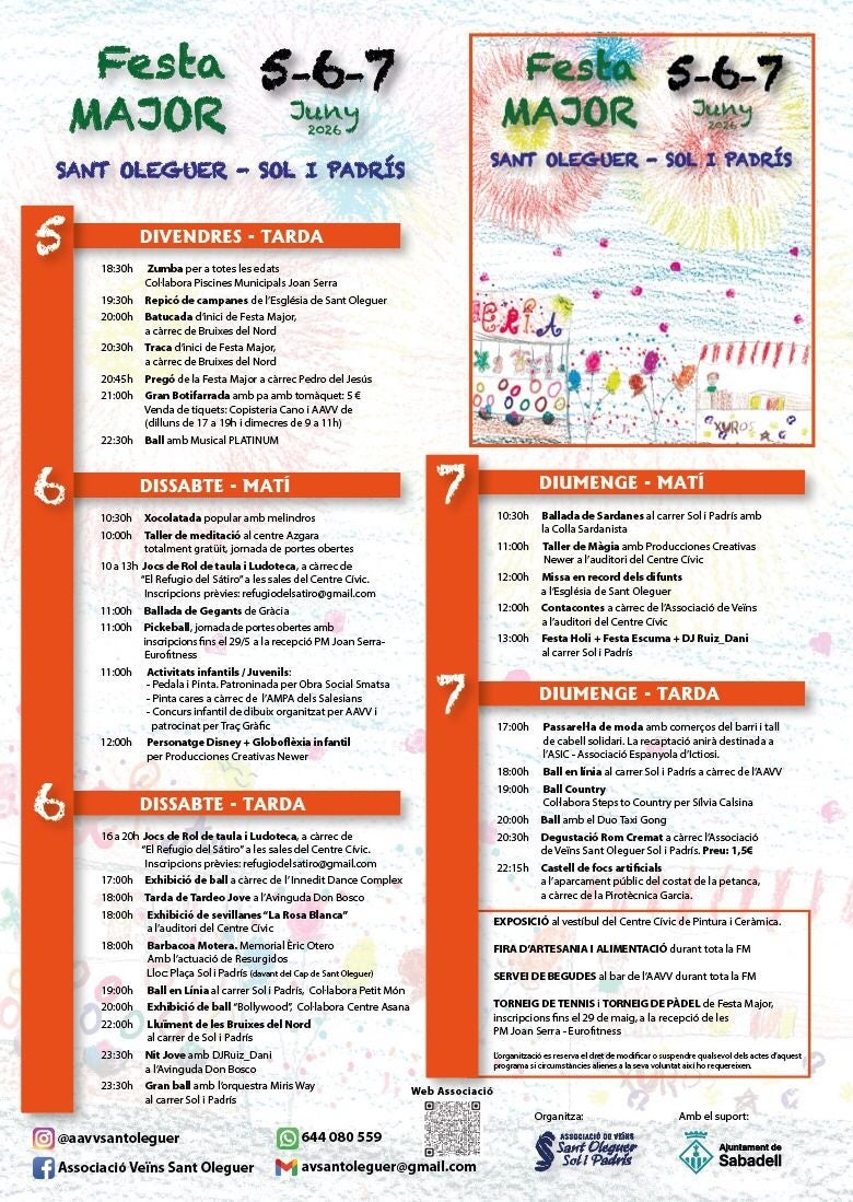 Programa de la Festa Major de Sol i Padrís 2026. Autor: cedida. 