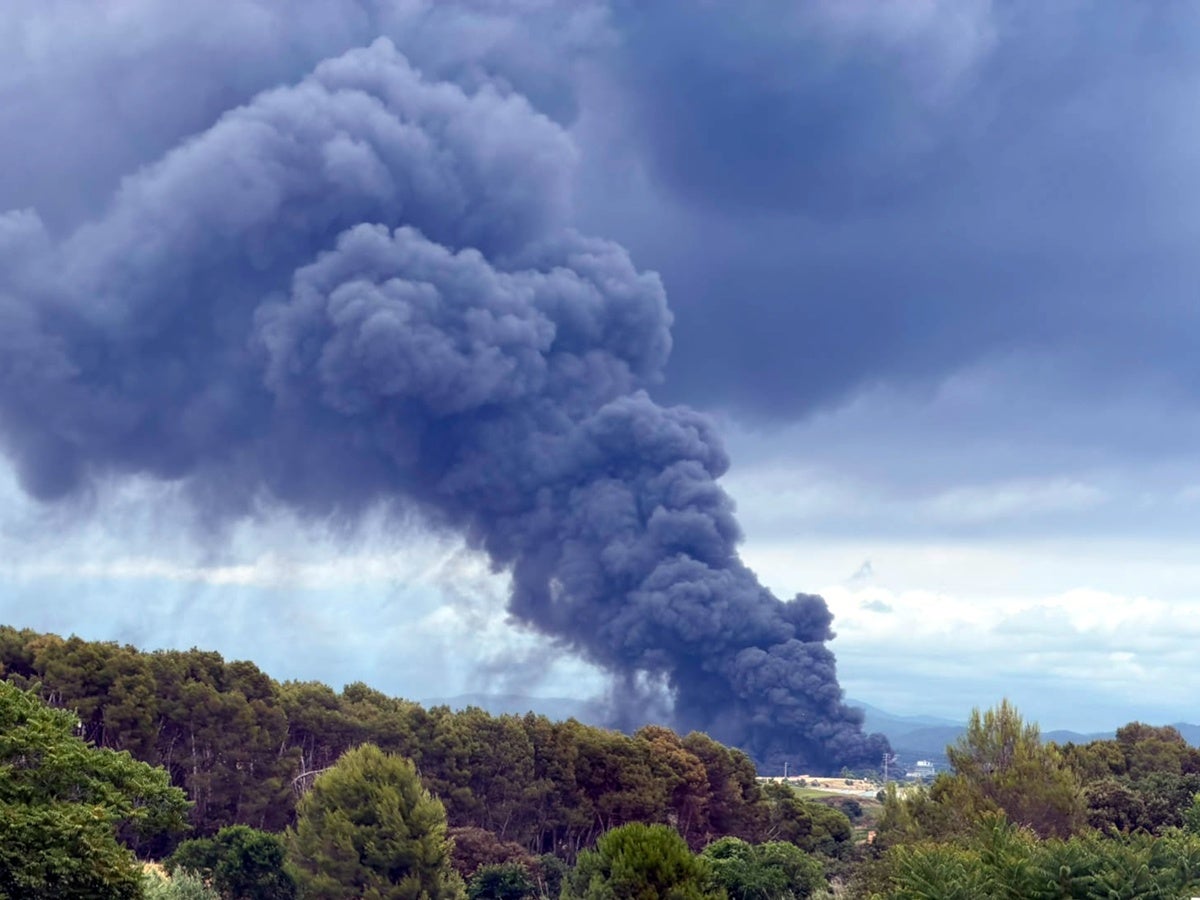 Núvol de fum per l'incendi de l'empresa. Autor: ACN. 