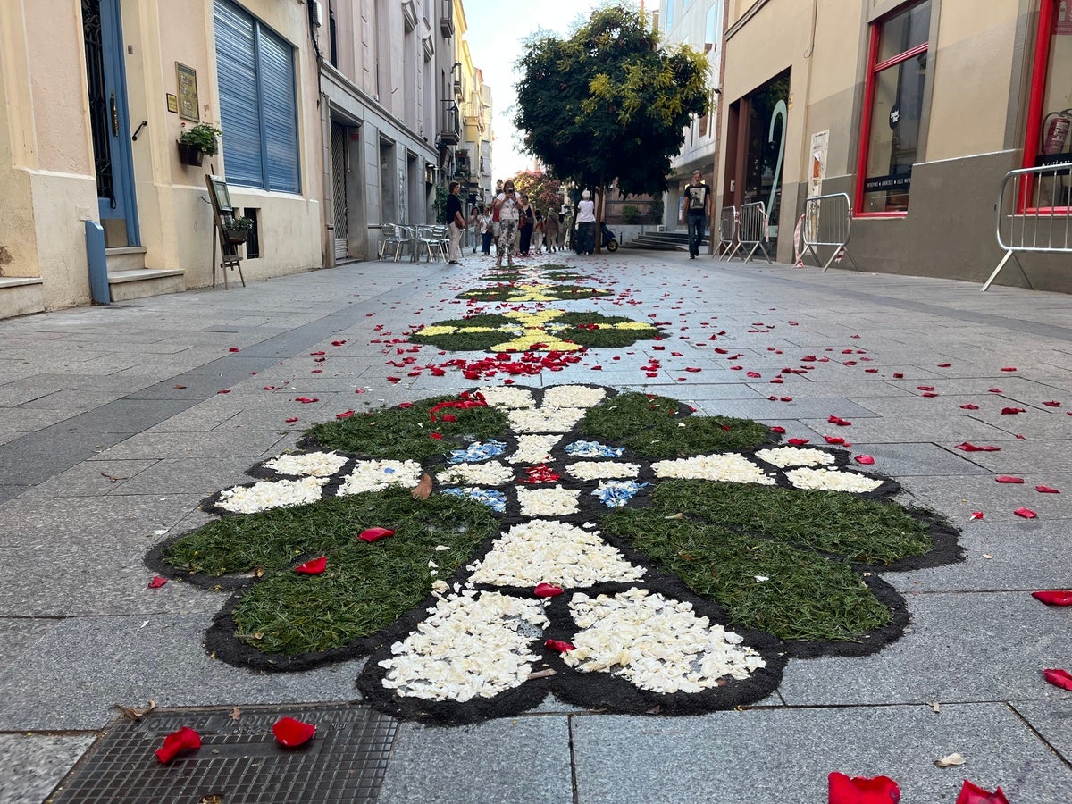 Catifa floral al carrer de Sant Quirze.