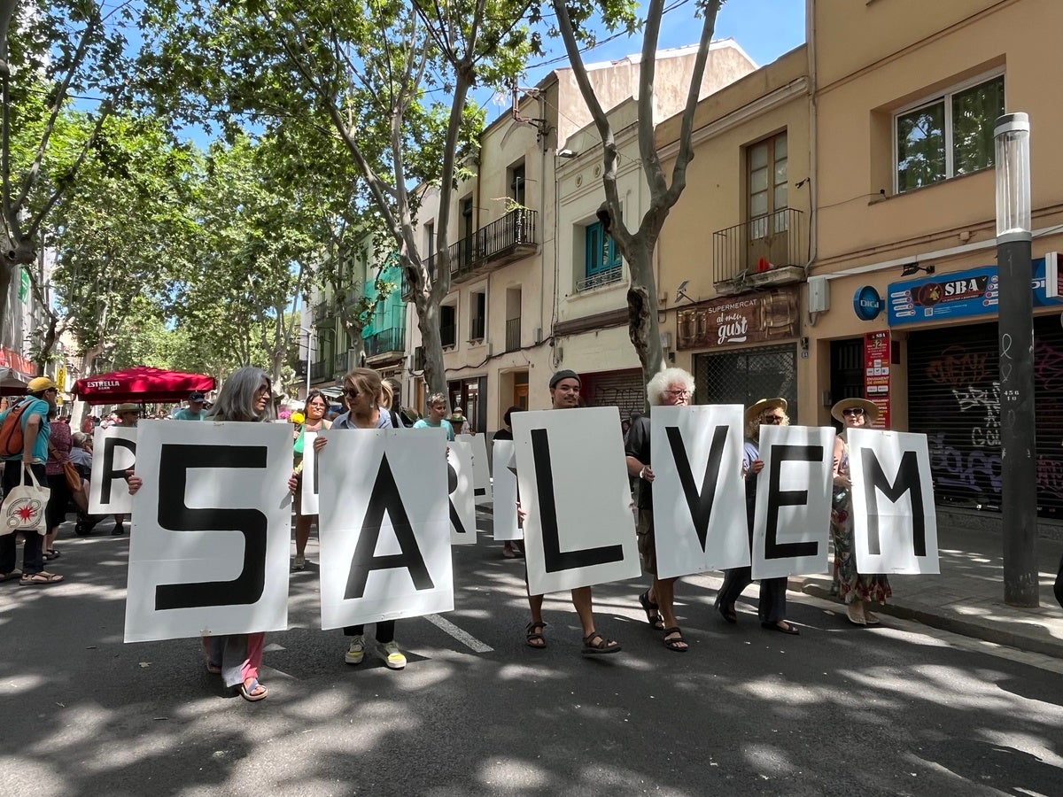 Manifestants amb pancarta de 'Salvem el riu Ripoll'. Autor: Jordi M.