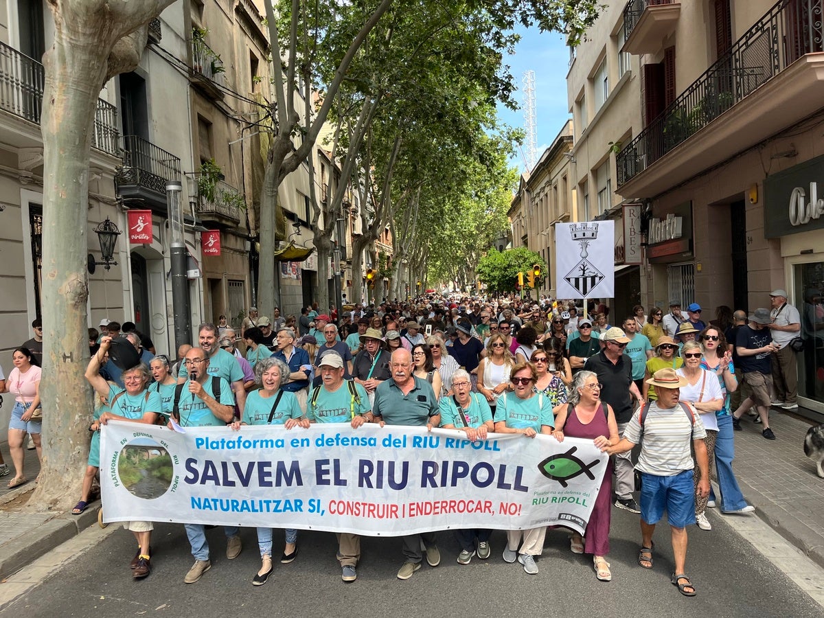 Manifestació en defensa del Ripoll avança per la via Massagué. Autor: Jordi M.