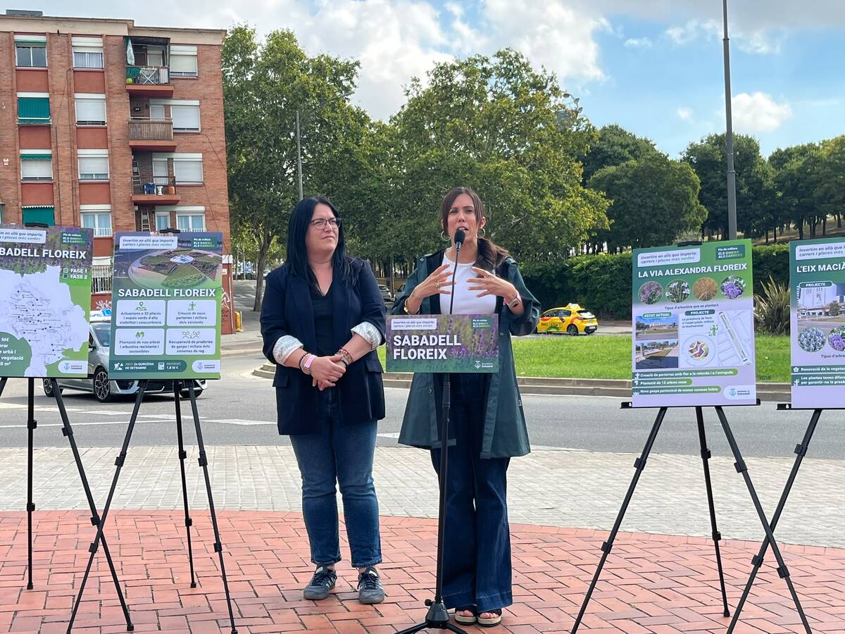 La regidora d'Espai Urbà, Mar Molina, i l'alcaldessa de Sabadell, Marta Farrés, presentant el projecte. Autor: Jordi M.