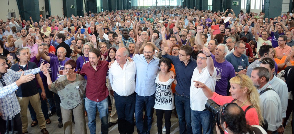 Ribas, Iglesias, Rabell, Herrera, Morell, Errejón i Nuet, el setembre de 2015 a Sabadell. Autor: David B. 