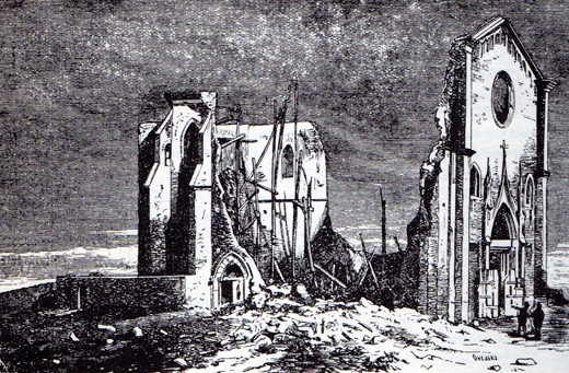Gravat de l'esfondrament del Santuari al 1879.