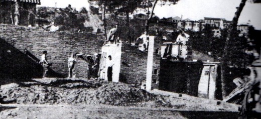 Construcción de la iglesia de Torre-romeu entre 1952 y 1953.