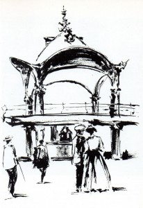 El templet, en un dibuix publicat a '100 sabadellencs en els nostres carrers'.