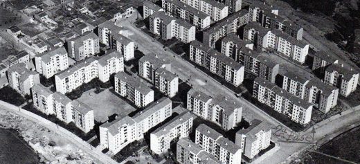 Vista aérea de las primera y segunda fase de los bloques de Arraona(1959)/OSH