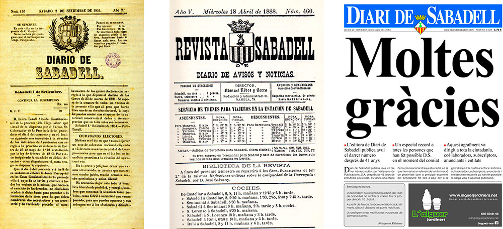 Foto portada: darrera portada del 'Diari de Sabadell'. Autor: J.d.A.