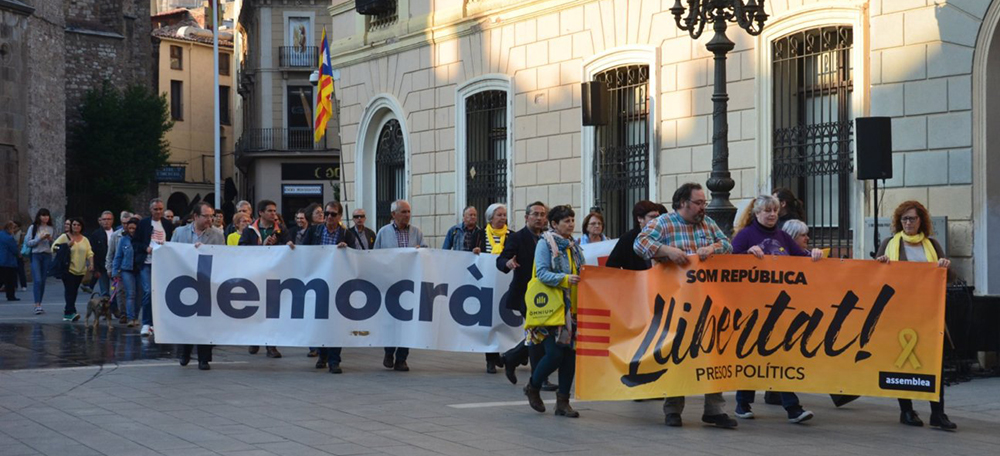 Manifestació pels set mesos d’empresonament de Jordi Sànchez i Jordi Cuixart. Autor: David B.