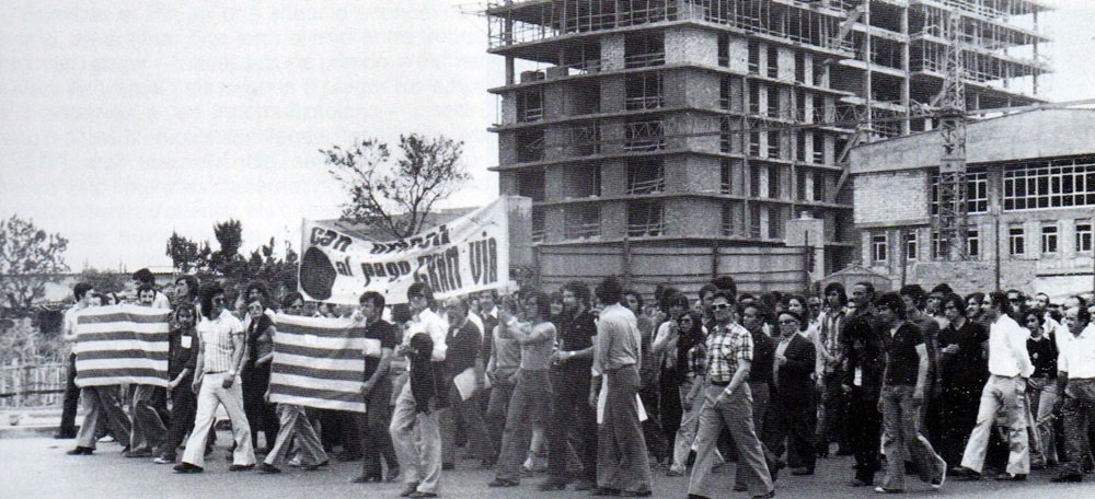 Manifestació en contra de la Gran Vía, als 70.