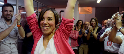 Marta Farrés celebrant la victòria electoral, al maig de 2019. Autor: David B.