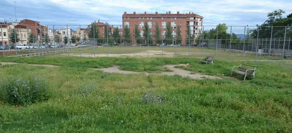 El camp de futbol del carrer dels Reis Catòlics, futur Jardí d'Espronceda-Campoamor. Autor: J.d.A.