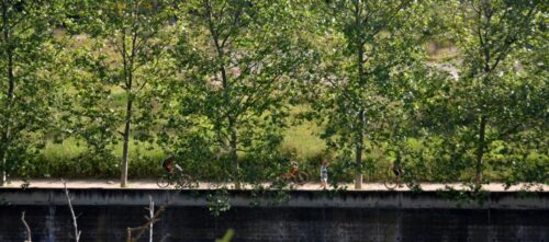 Ciutadans practicant esport al riu Ripoll durant la fase 0 del desconfinament. Autor: David B.