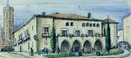 Foto portada: representació del projecte alternatiu de la Casa Duran (1944). Aquarel·la d’Antoni Vila Arrufat/AHS