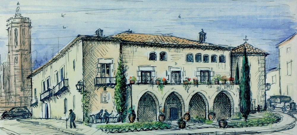 Foto portada: representació del projecte alternatiu de la Casa Duran (1944). Aquarel·la d’Antoni Vila Arrufat/AHS