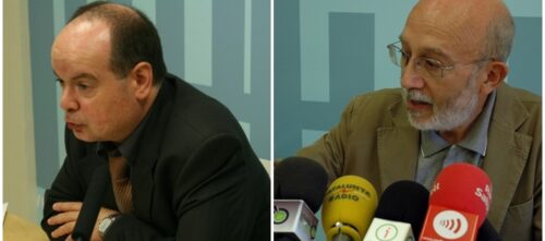 Foto portada: Joan Manau i Ricard Estrada, en rodes de premsa en la seva època com a regidors.
