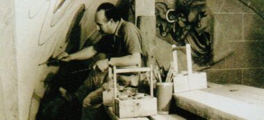 Vila Arrufat pintant al Sant Esperit de Terrassa (1940)