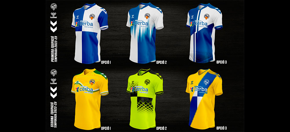 Les opcions de primera i segona equipació per al CE Sabadell 2022-2023. Autor: @CESabadell via Twitter.
