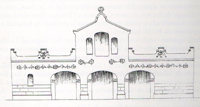 Façana del Saló Imperial segons el projecte original de Jeroni Martorell.