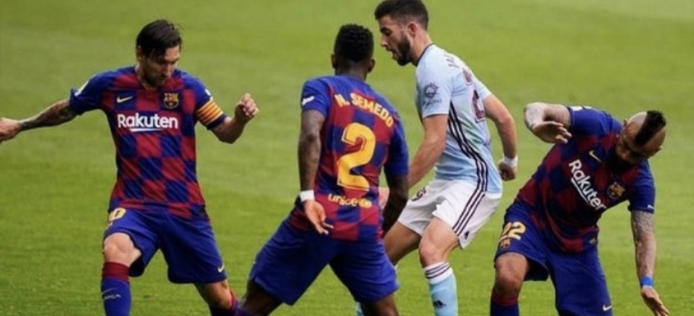 Jacobo (Celta) contra el Barça de Leo Messi