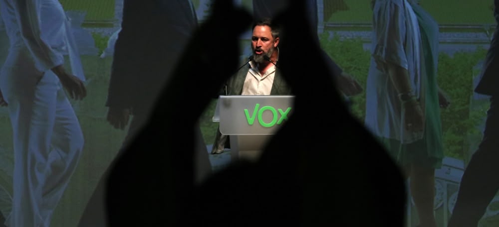 Foto portada: el president de Vox, Santiago Abascal, en un acte a Cornellà fa uns dies. Autor: ACN.