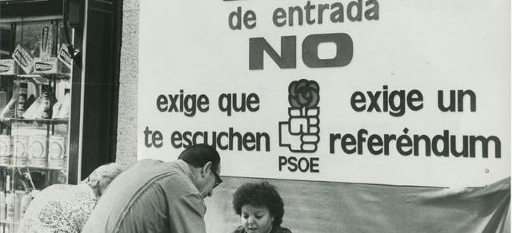 Foto portada: campaña del PSOE contra la entrada en la OTAN.