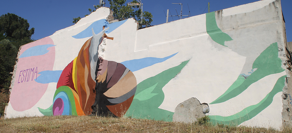 Mural LGTBI a la carretera de Caldes, aquest dimarts. Autora: Lucia Marin