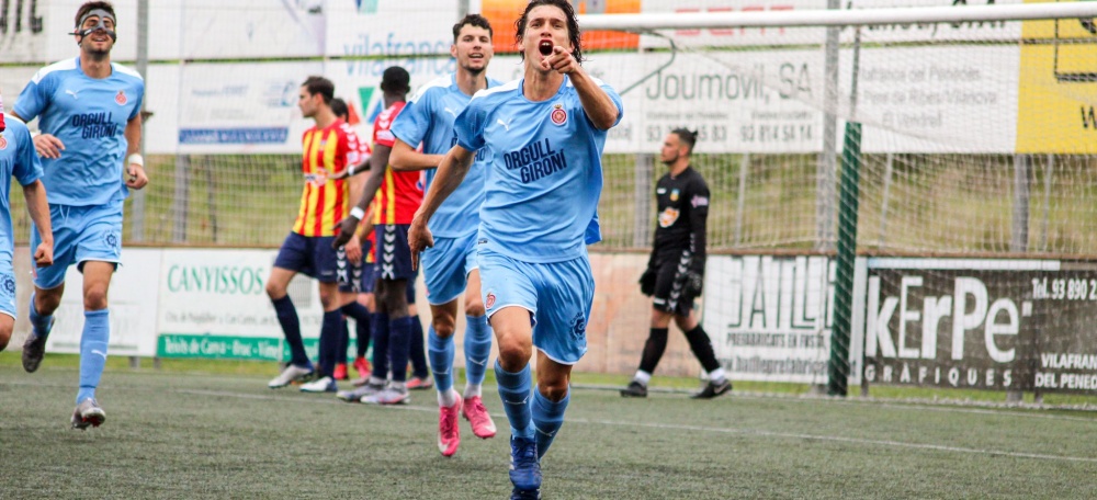 Pau Resta celebrant un gol amb el Girona, Autor: Twitter
