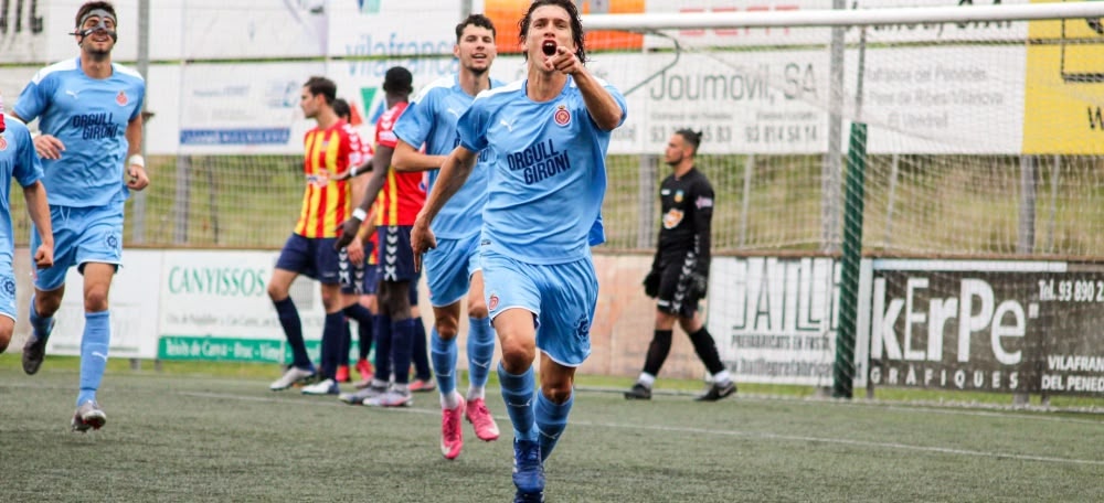 Pau Resta celebrant un gol amb el Girona, Autor: Twitter