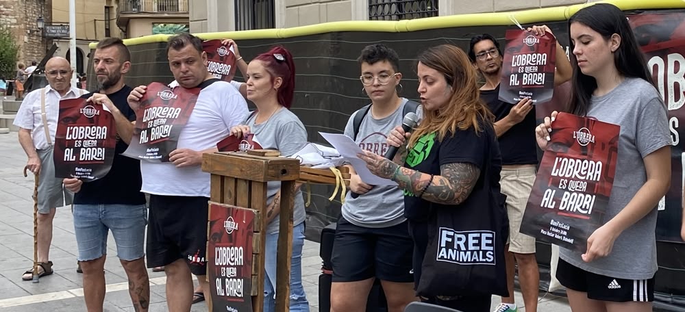 Concentració de L'Obrera a la plaça Sant Roc, aquest dimarts. Autora: J. Ramon