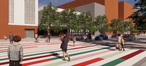 Foto portada: simulació del nou pas de vianants davant l'escola Mare de Déu de la Salut, a la Gran Via. Autor: Ajuntament.