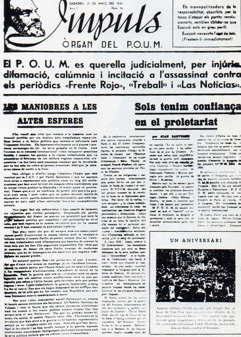 Portada d'Impuls del 21 de maig del 1937.