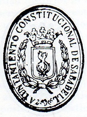 Primer escut de l'Ajuntament de Sabadell (1840).