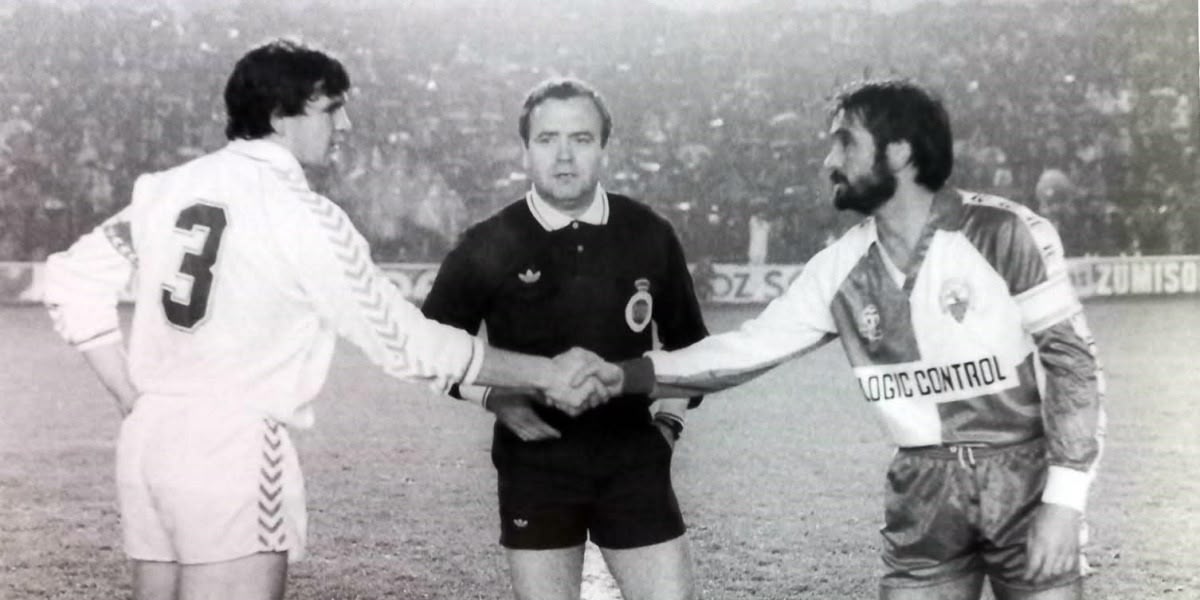 Camacho, l'àrbitre Navarrete i Lino, al Bernabeu.